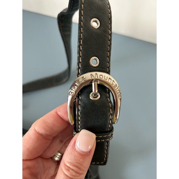 Stone Mountain womens leather shoulder bag purse dark turqoise green - Picture 3 of 10